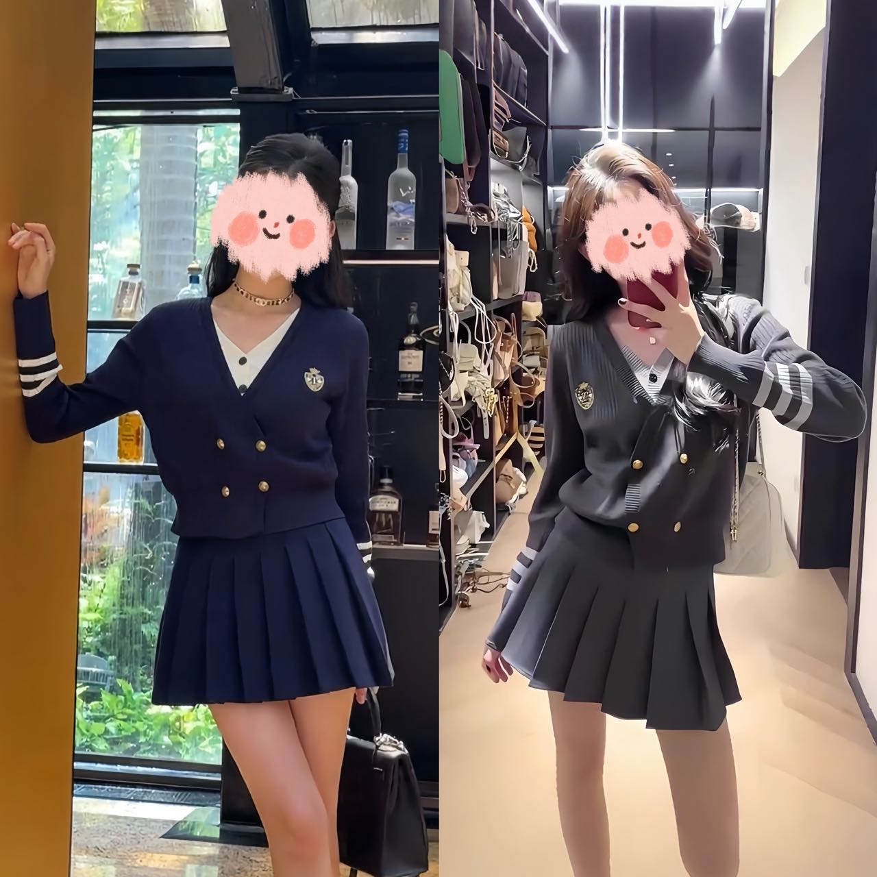 【双11好物】气质穿搭套装女2025减龄学院风针织衫+百褶短裙两件套