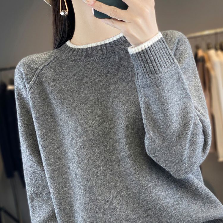 毛衣女爆款纯100羊毛衫针织打底衫女秋冬季2025新款宽松套头毛衣