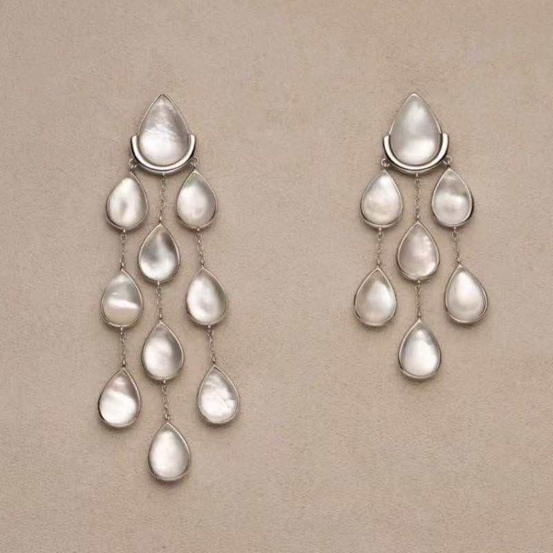 铜合金耳饰 郁可唯同款倾澜长款不对称耳钉女设计精致轻奢高级感