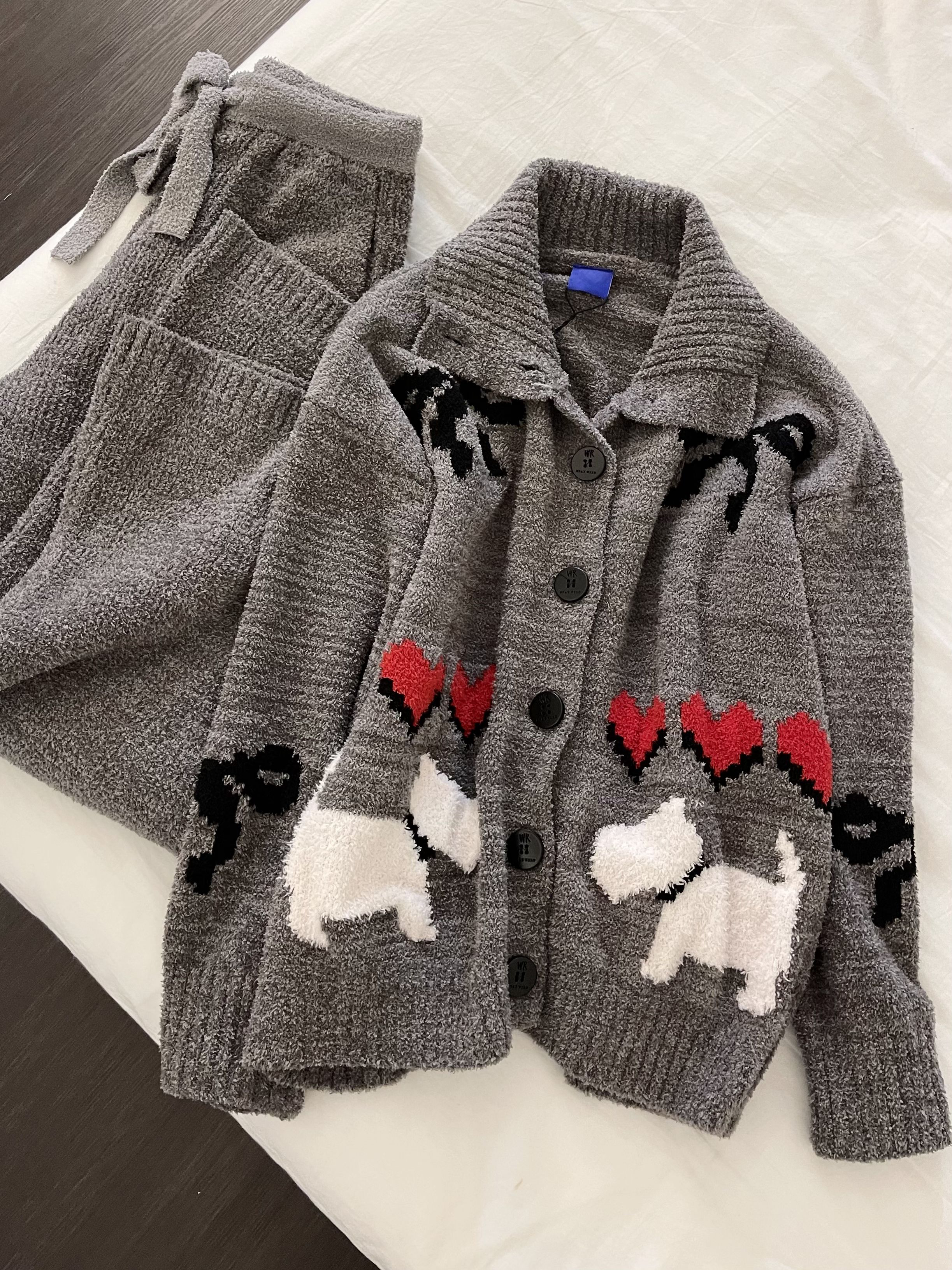 【DMXJ大梦想家】韩系卡通睡衣女秋冬新款半边绒休闲长裤家居服套装