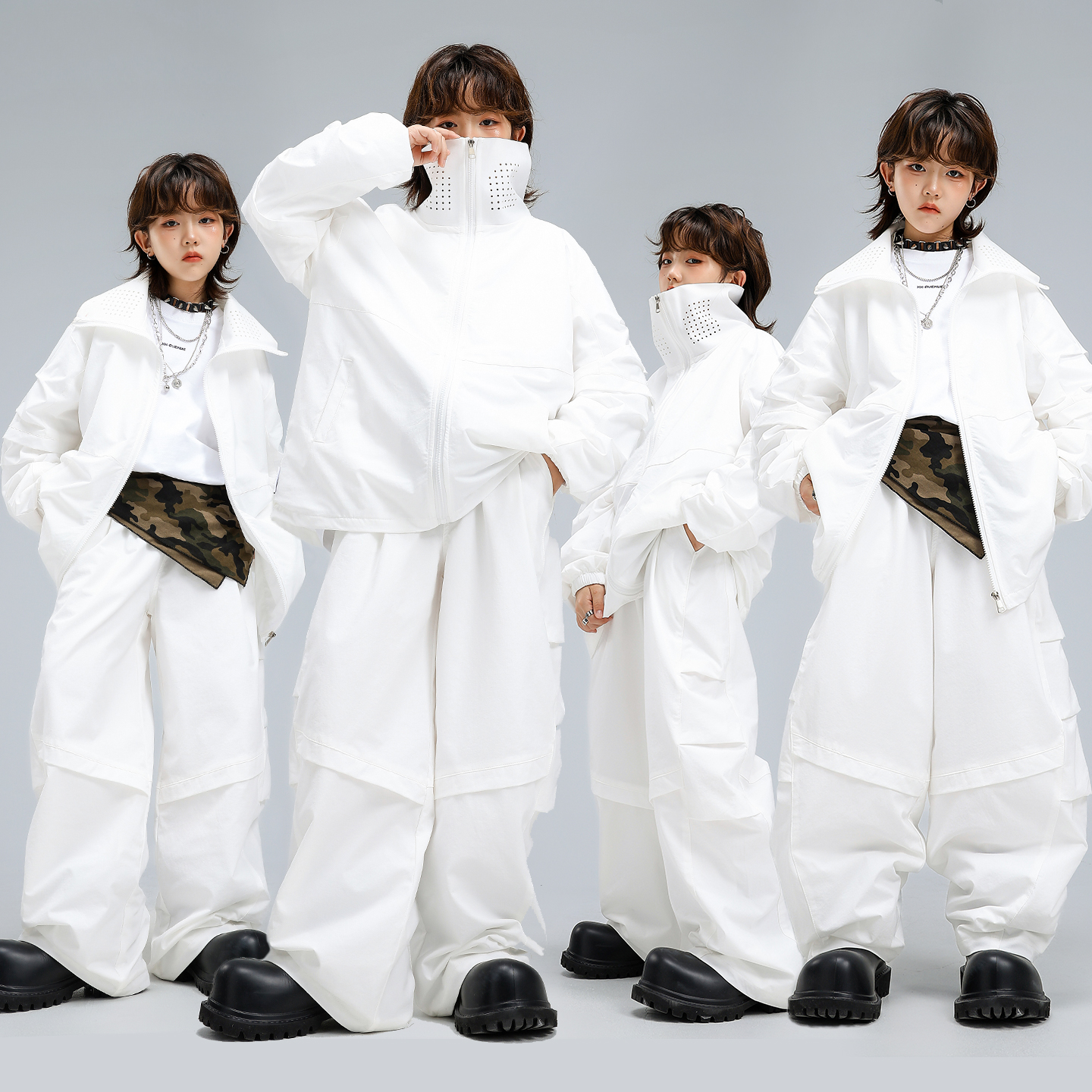 街舞儿童潮服男女童嘻哈长袖夹克酷帅套装少儿hiphop街舞演出服秋