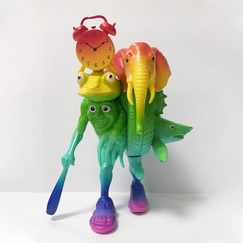 炫彩五帝兽缝合怪手办外国山海经融合版木棍人可拆卸拼装模型玩具