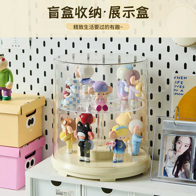旋转盲盒收纳展示架多层乐高手办展示柜防尘泡泡玛特亚克力展示盒