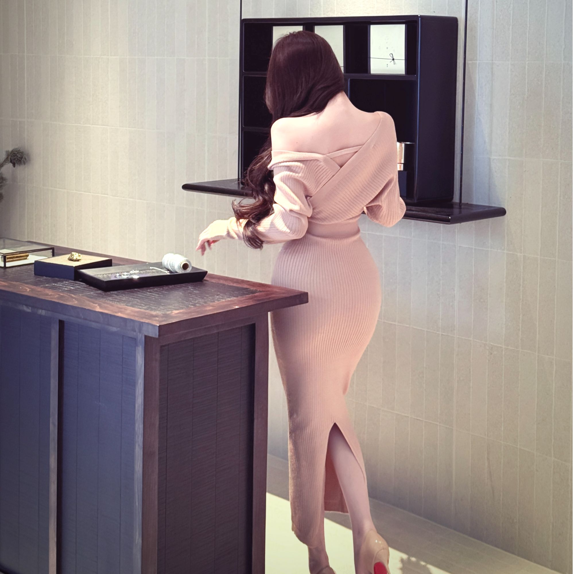 WW定制「循雪心愿2.0薄版」显瘦针织时尚网红百搭小众设计感连衣裙