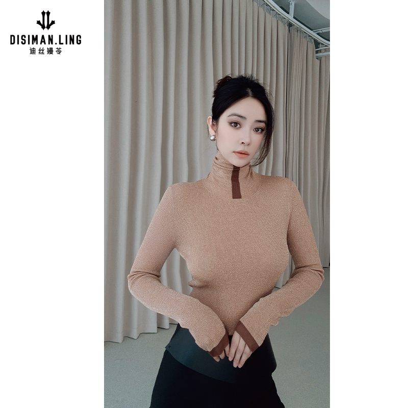 迪丝嫚苓多色针织上衣长袖时尚休闲百搭修身秋冬原创设计小众优雅