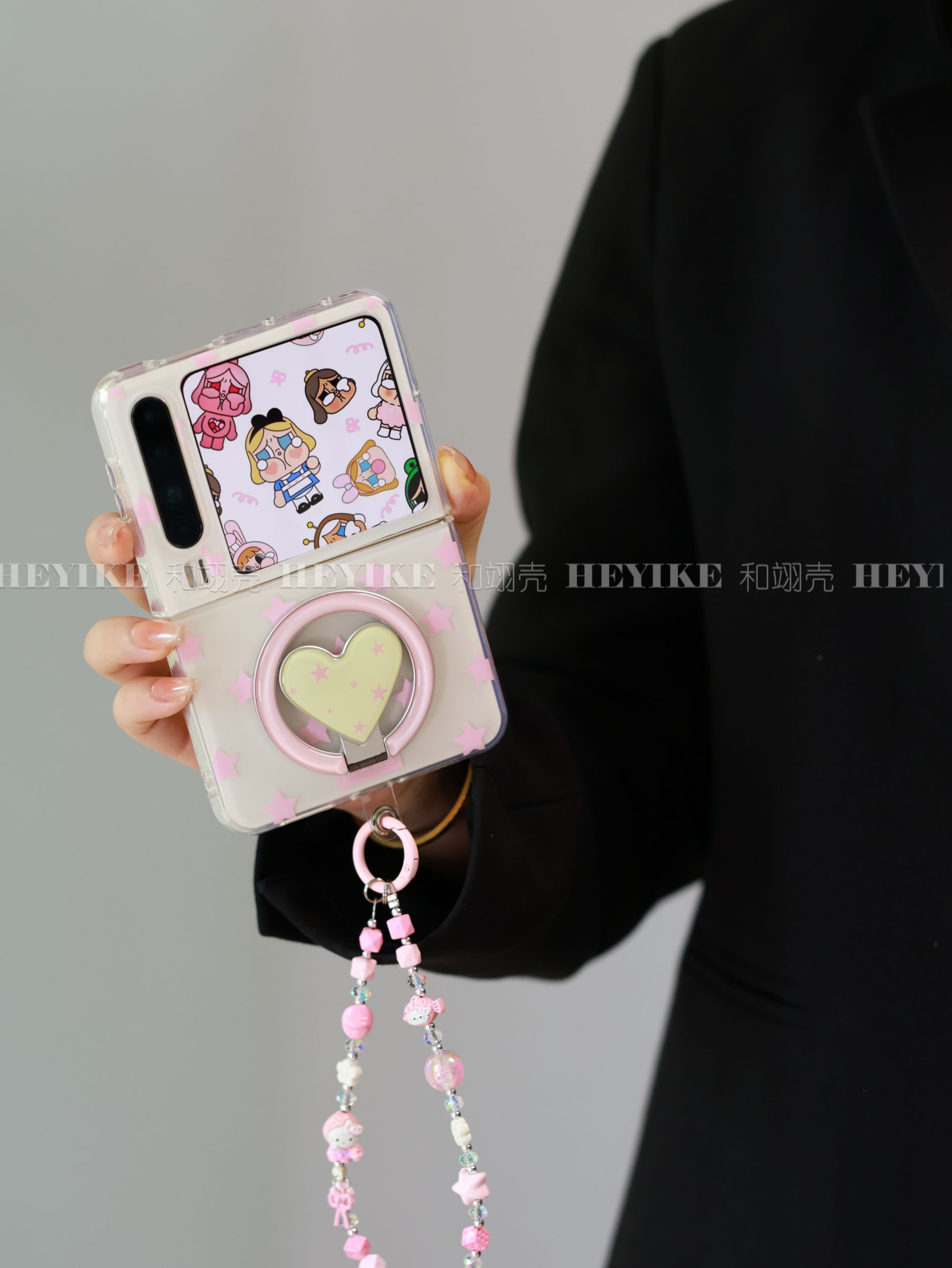 爱心旋转支架适用华为purax手机壳阔折叠pocket2创意防摔mixflip2