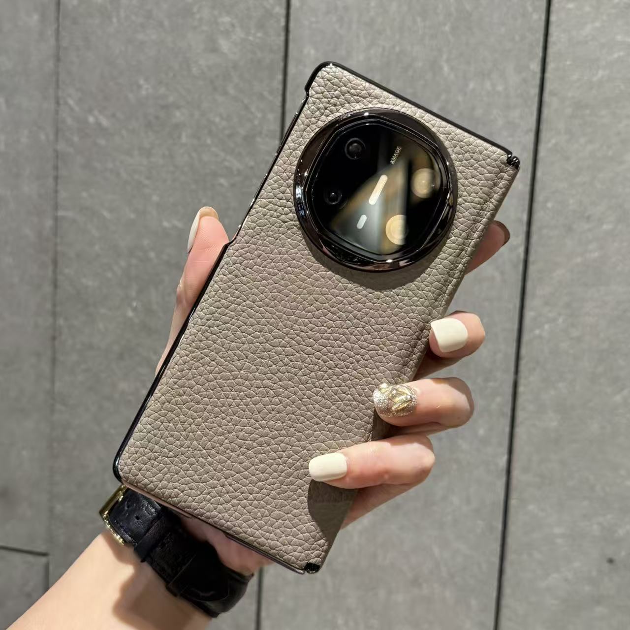 适用于华为MateX6折叠屏手机壳x5中轴保护套大象灰真皮高级感新款