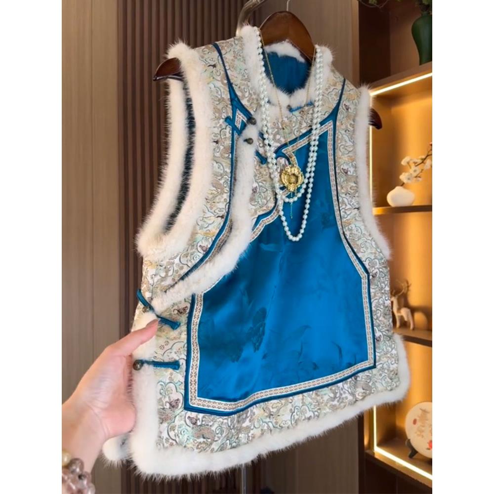 新中式禅意国风唐装外套叠穿马甲宋锦夹克上衣女2026新款坎肩马夹