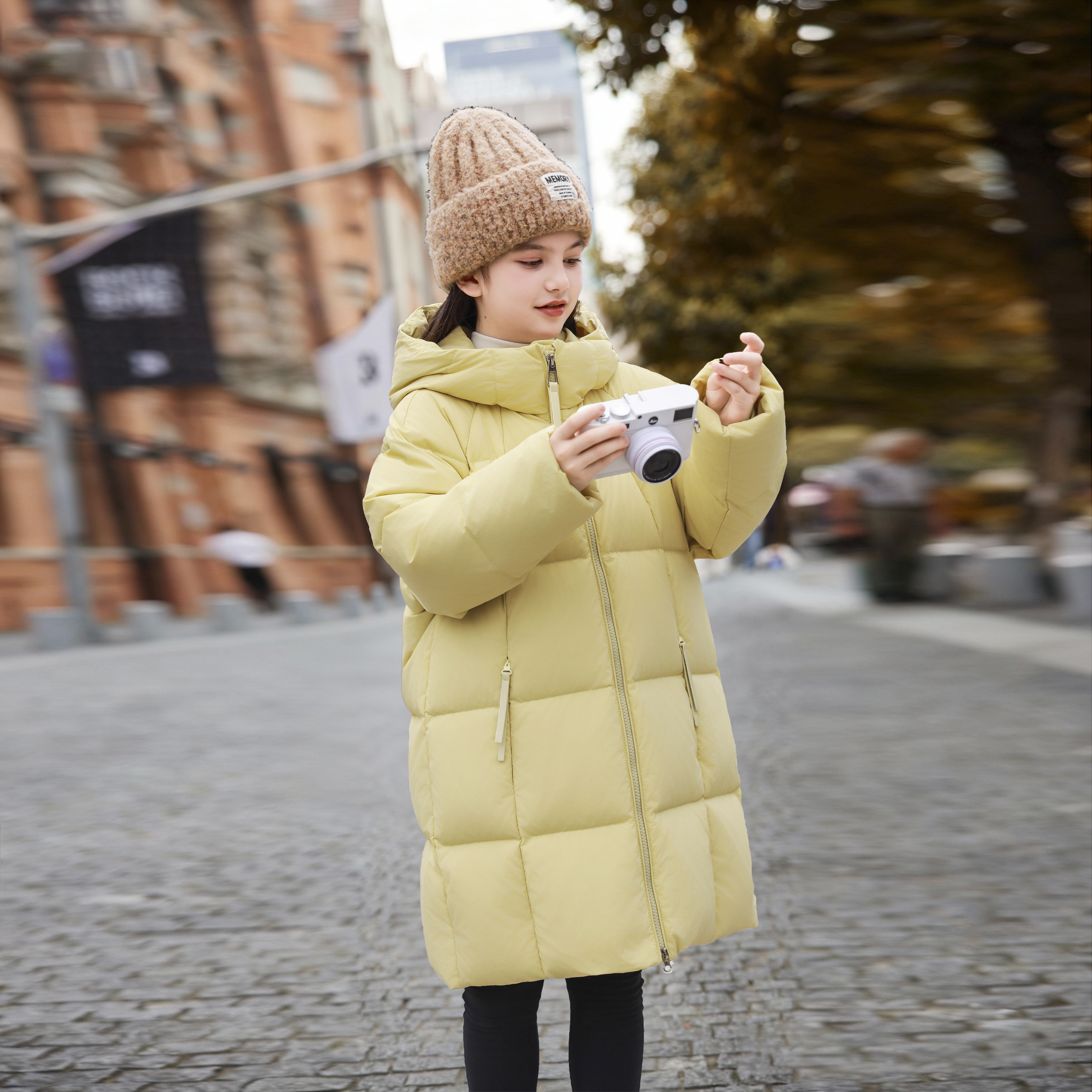 爆款女童中长款羽绒服 2025 新款洋气韩版儿童白鸭绒加厚保暖外套