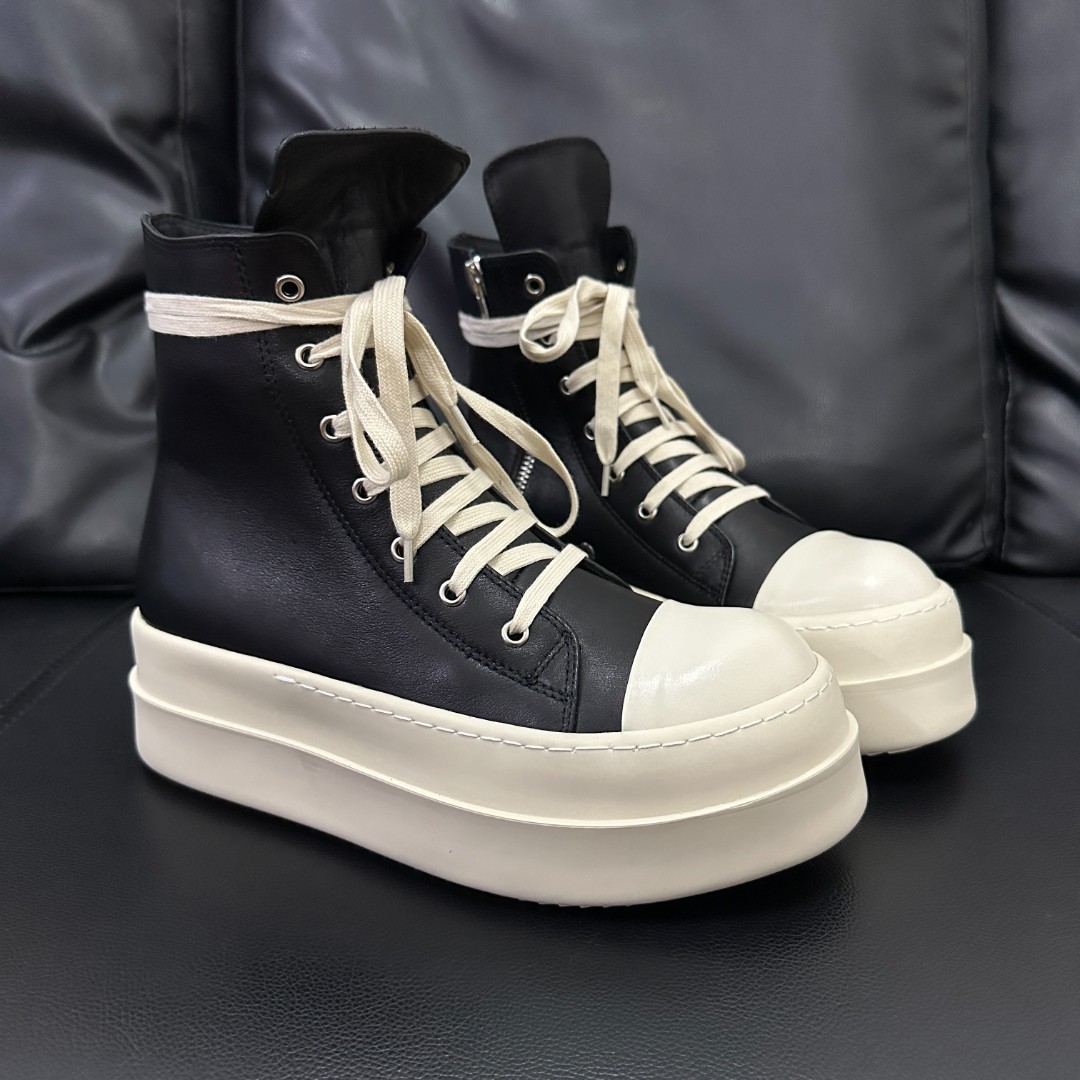 ro鞋暗黑绑带增高板鞋男厚底休闲时尚百搭真皮高帮休闲鞋情侣潮鞋