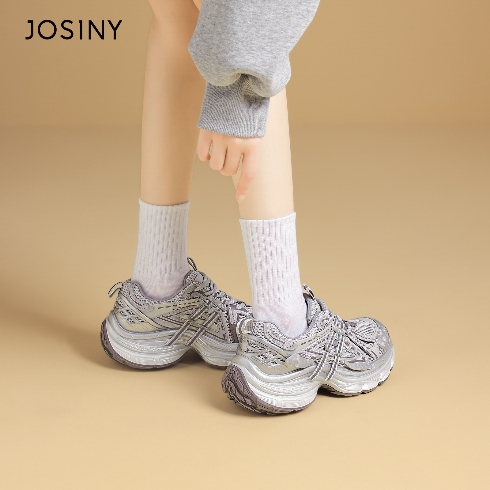 卓诗尼经典老爹鞋女2025薄款秋季透气欧若精灵风机能潮鞋智性风