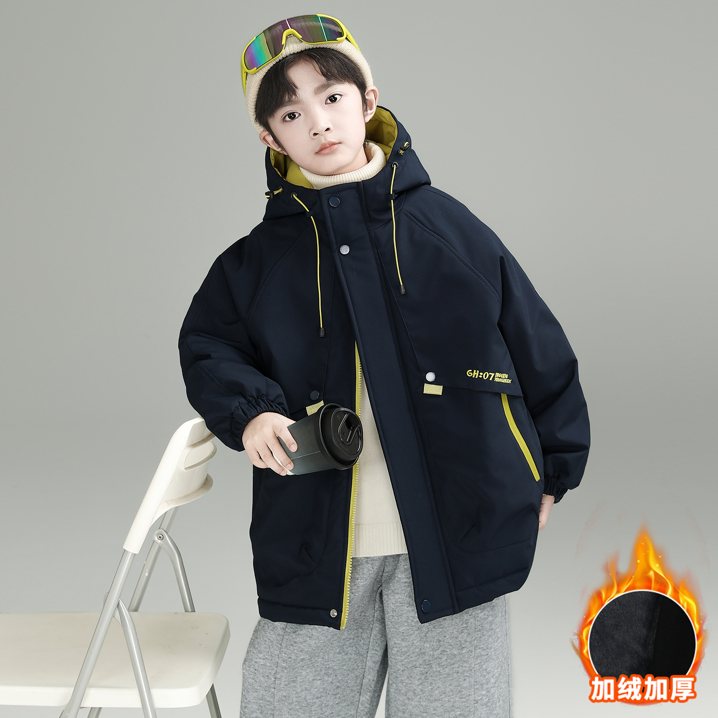 男童冬装加绒加厚外套棉衣2025新款中大童秋冬款儿童男孩休闲韩版