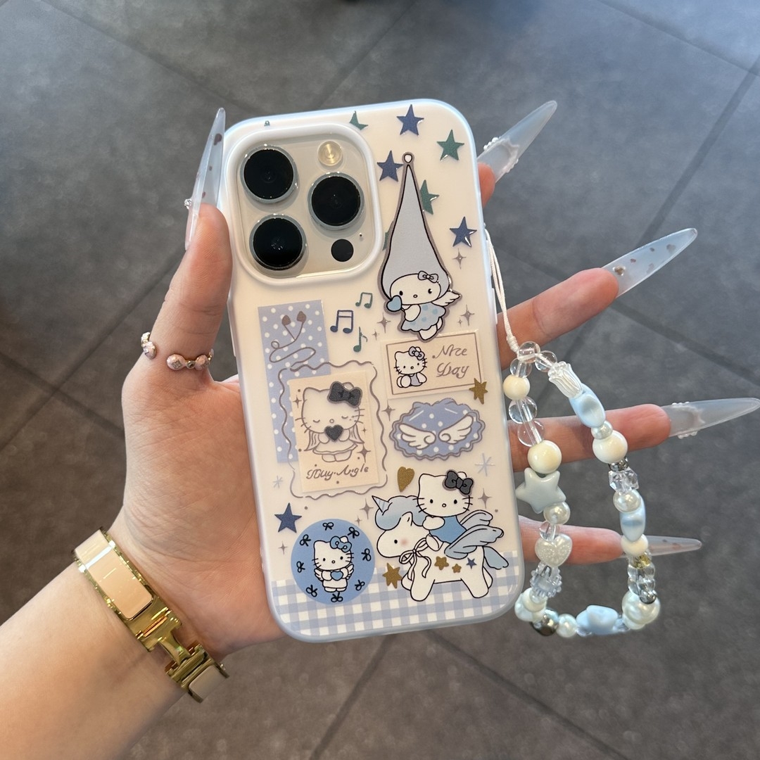 适用蓝色天使kt挂链苹果16/15pro二合一肤感手机壳iPhone14/13/12
