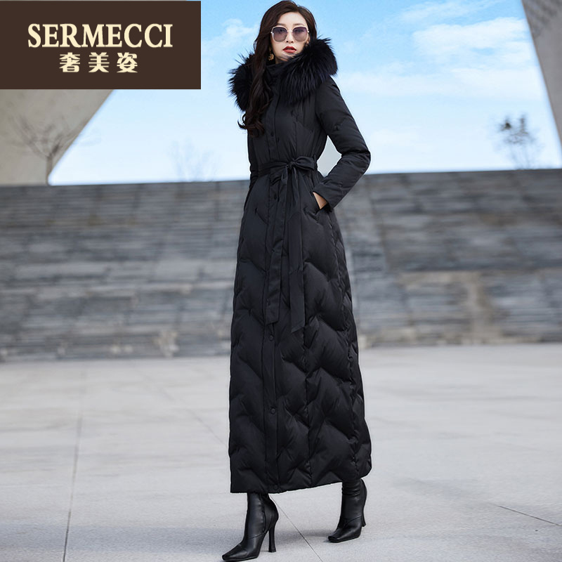奢美姿长款羽绒服过膝加厚时尚修身2025新款超长到脚踝冬季外套