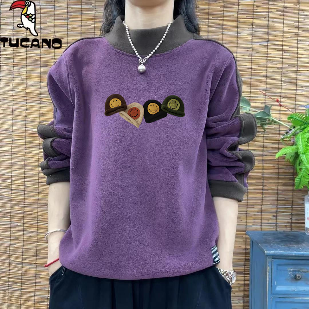 啄木鸟2025高档德绒秋冬半高领插色保暖显瘦内搭休闲长袖打底衫女