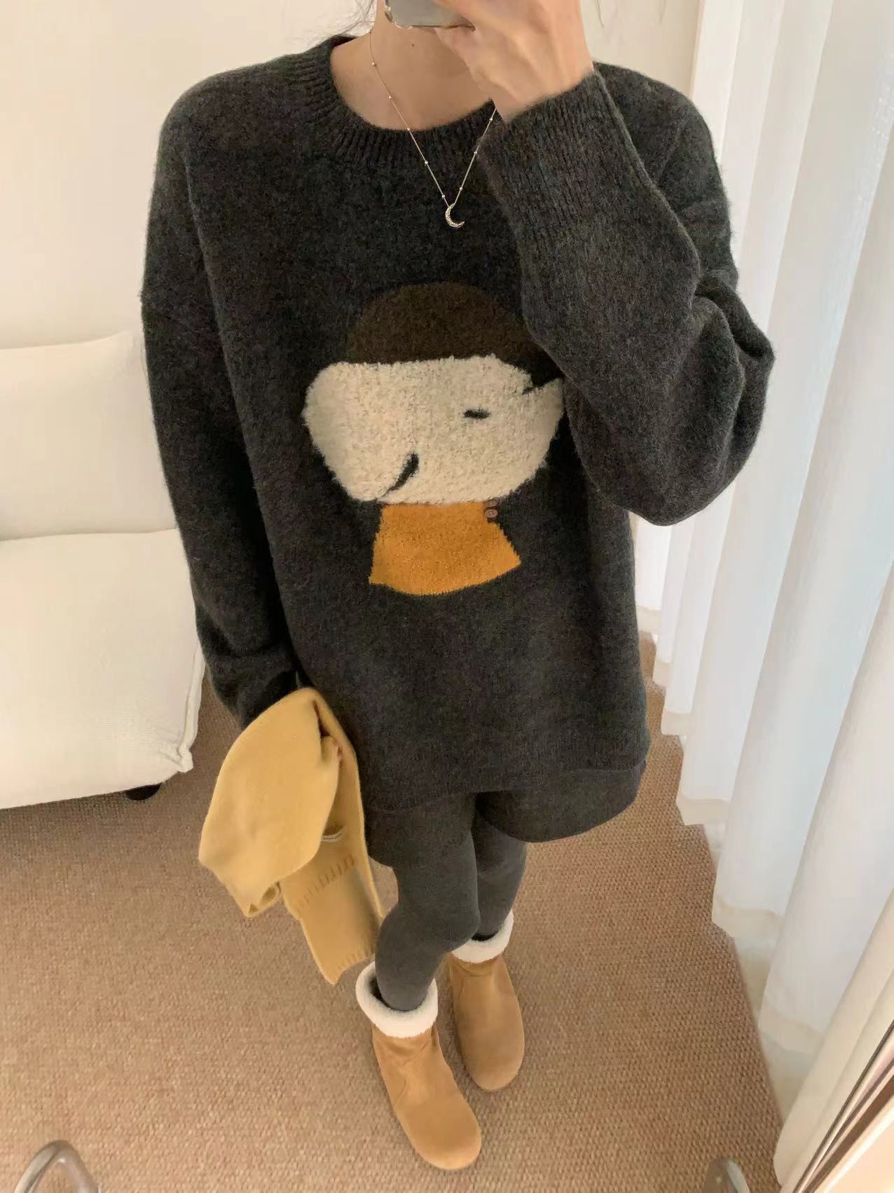 【卡通毛衣】韩系小狗刺绣针织衫