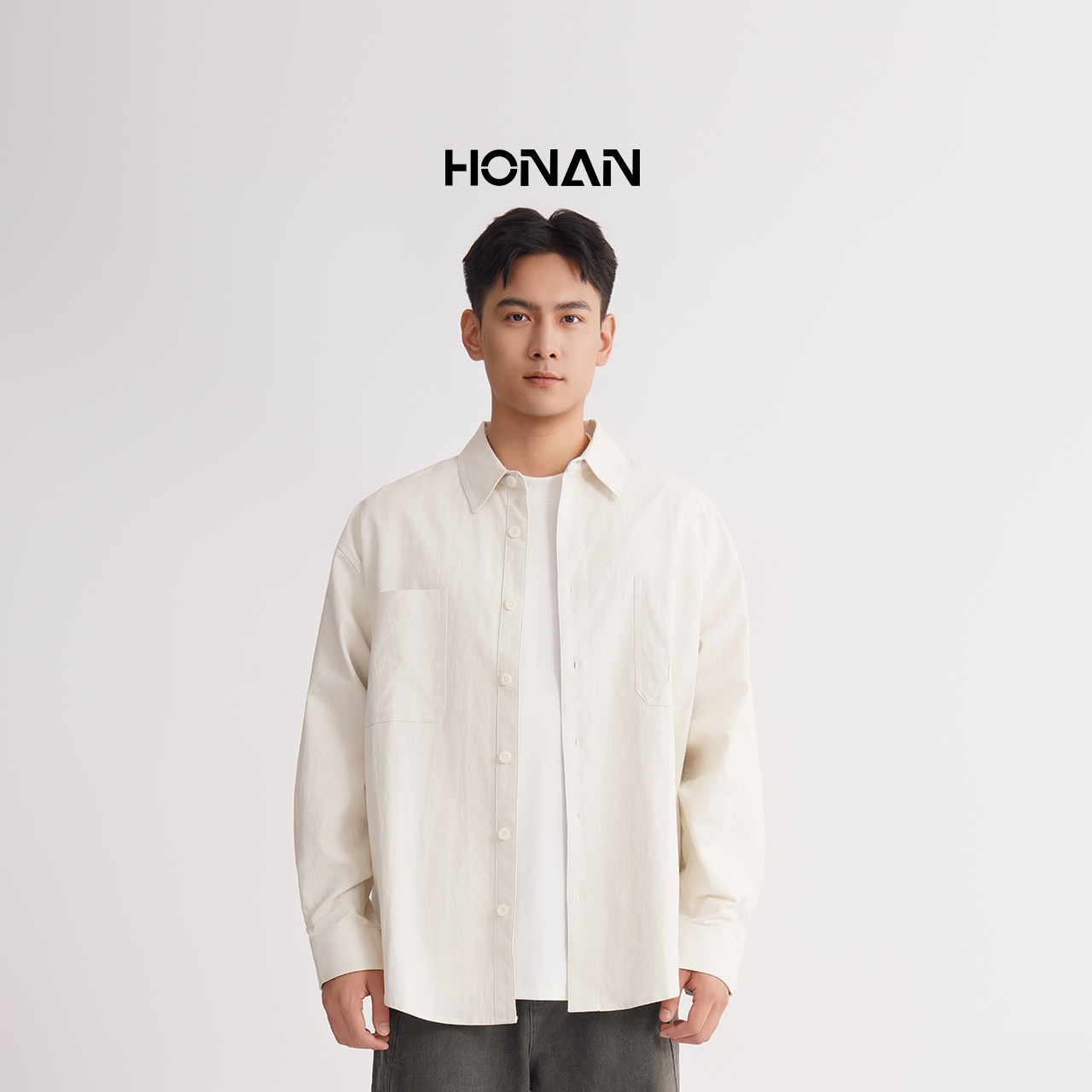 HONAN2025秋季时尚工装风长袖衬衫外套_1P13003