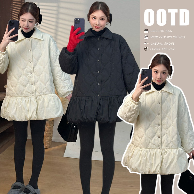 孕妇套装秋冬2025新款时尚百搭大码翻领保暖棉衣外套打底裤两件套