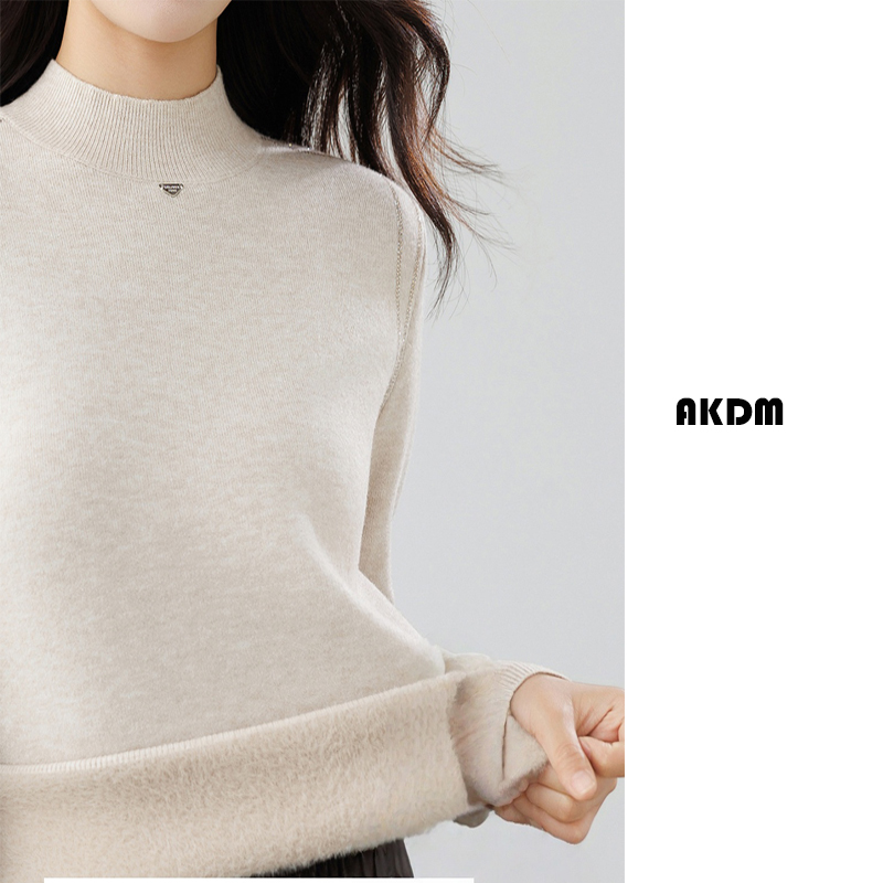 AKDM冬款轻奢钻饰羊绒蛋白一体水貂绒毛衣女毛衫针织衫8888