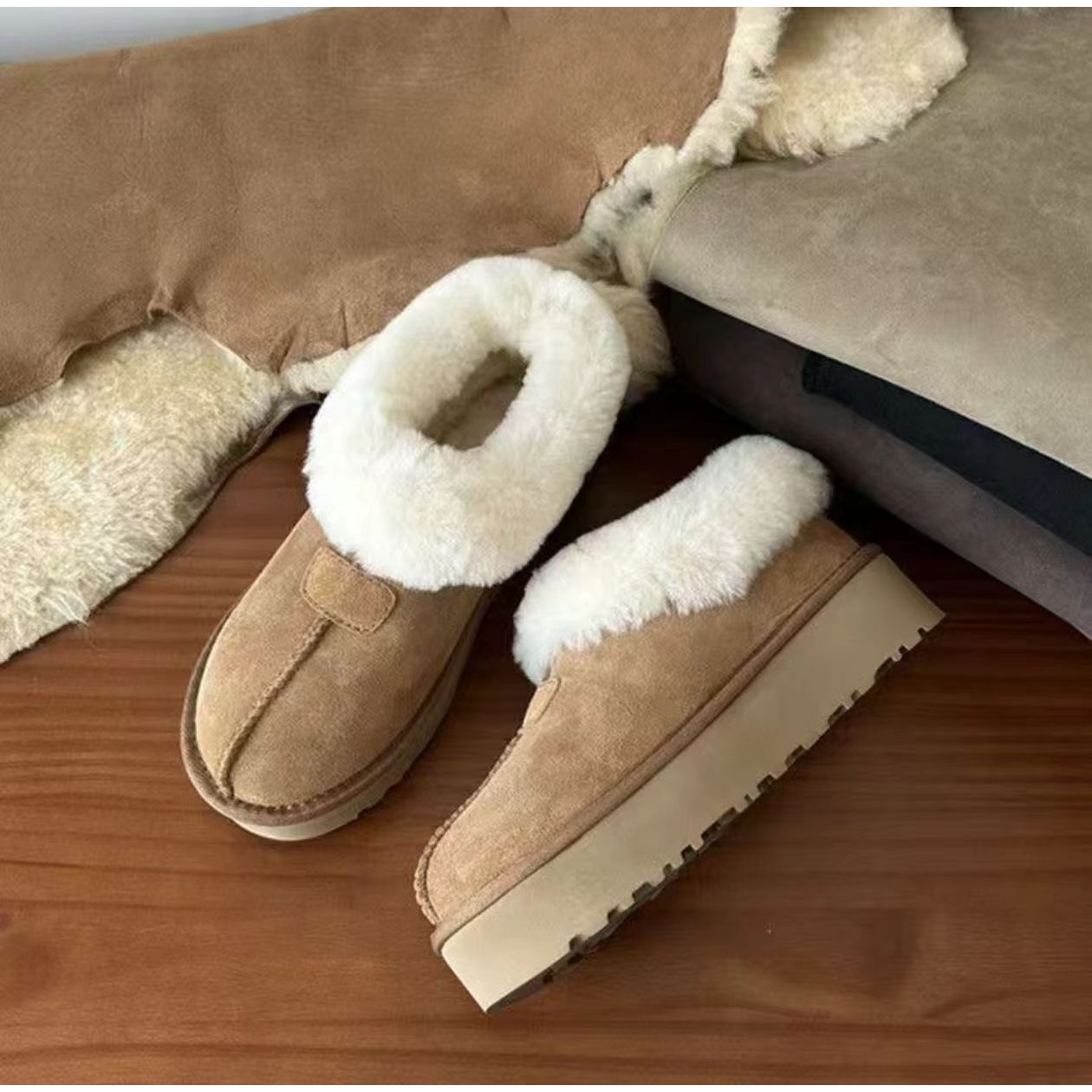 河南桑坡2025年秋冬季爆款塔次特雪地靴浅口加厚保暖拖鞋