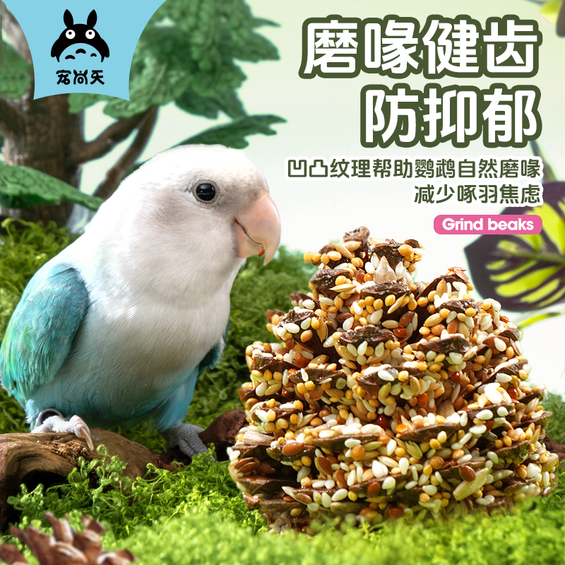 宠尚天鹦鹉奖励训练零食磨喙松果球训练啃咬玩具鸟粮用品牡丹玄凤