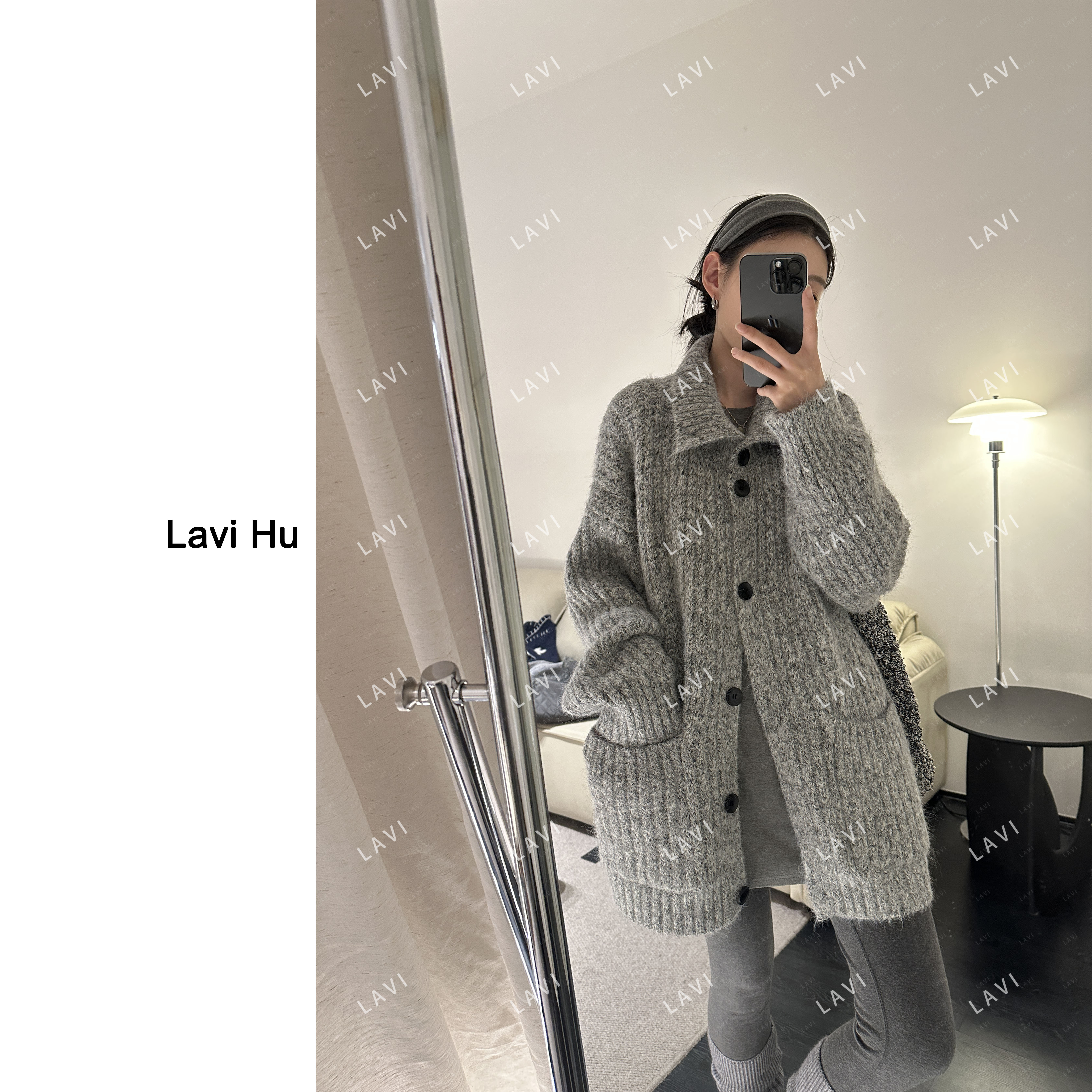 灰色立领针织休闲厚款秋季半开领时尚毛针织衫0777-1