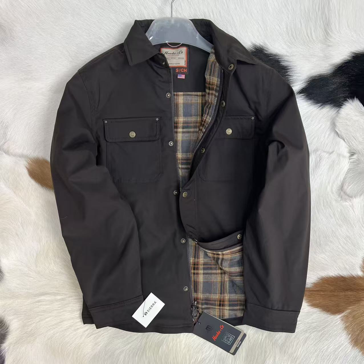 美单户外运动 耐用性 机械弹力面料 男士秋冬加绒厚款工装衬衫