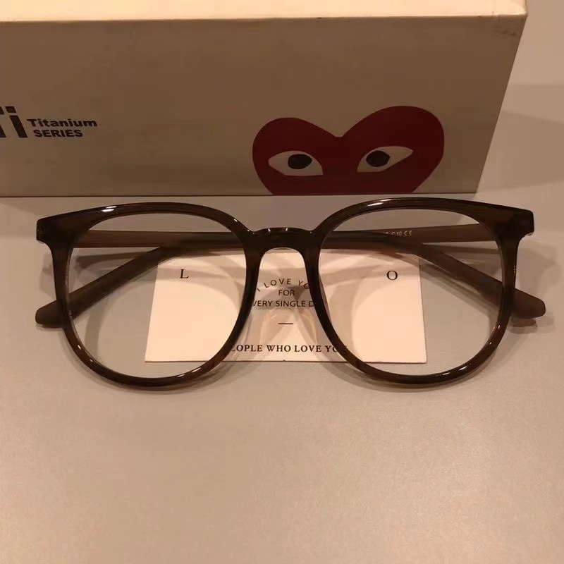 素颜栗子棕!温柔小众超轻圆框可配度数素颜平光近视眼镜女ins超轻