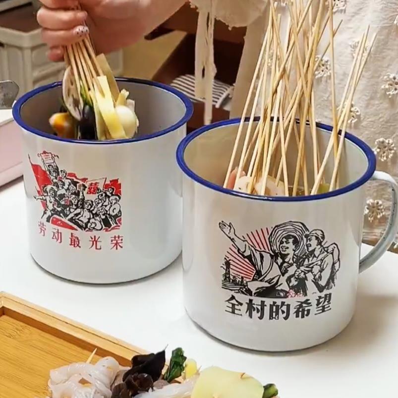 网红钵钵鸡大茶缸大容量锅串串锅麻辣串毛肚涮肚锅串串香小火锅