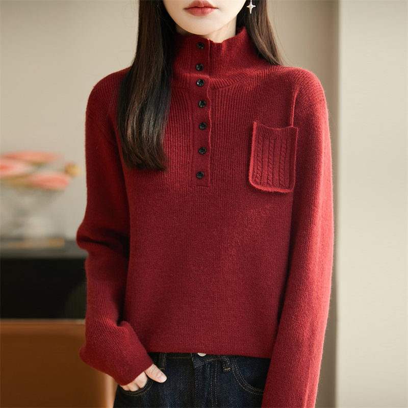品牌秋冬针织衫时尚纯色针织毛针织衫秋冬上衣百搭宽松套头