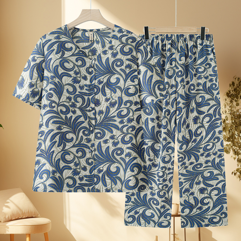 2025夏季新款中老年妈妈休闲套头两件套老人夏装奶奶宽松大码套装