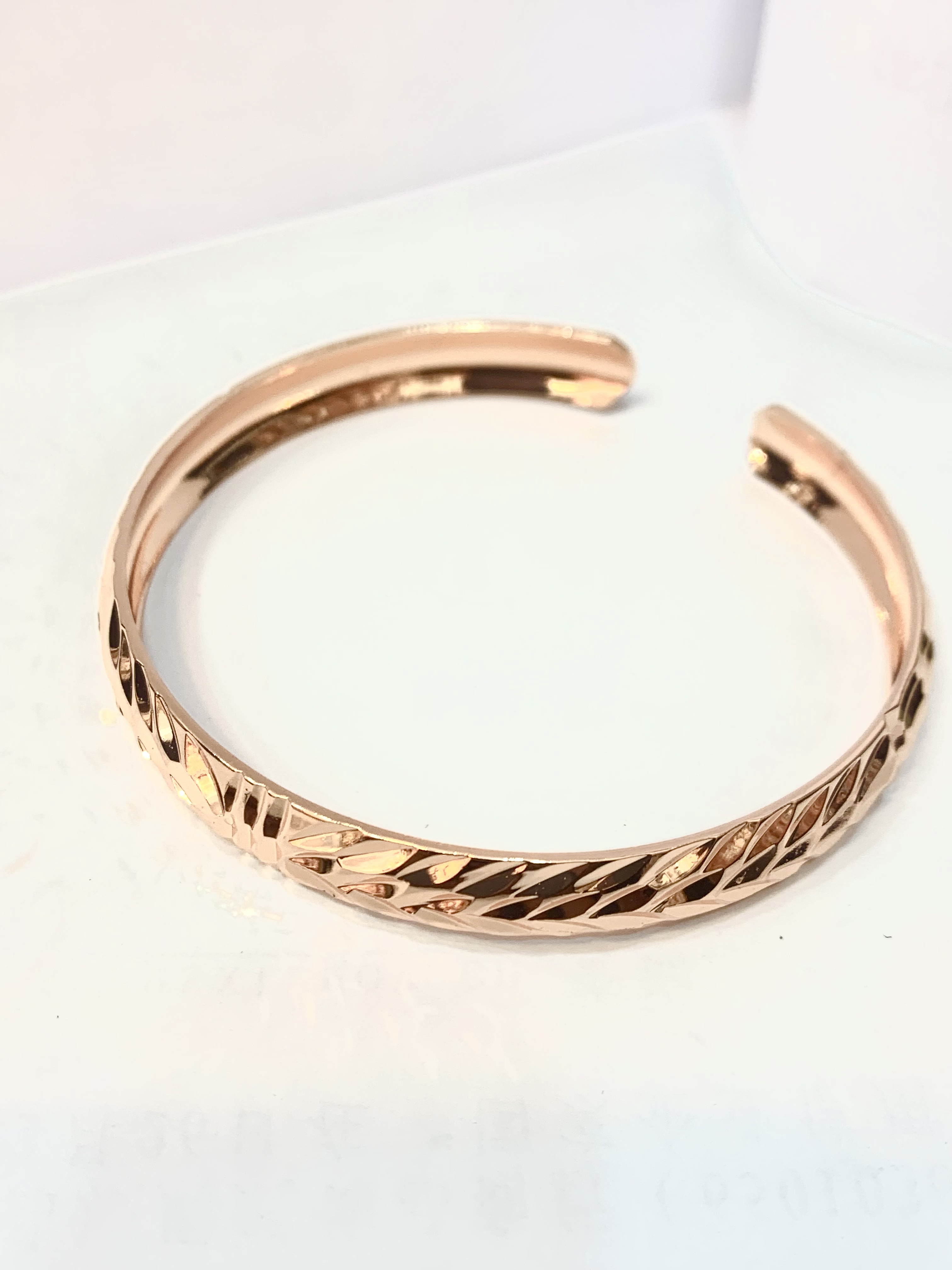 铜合金手镯 手工轻奢小众欧美风高档仿真抗过敏金色玫瑰金手镯