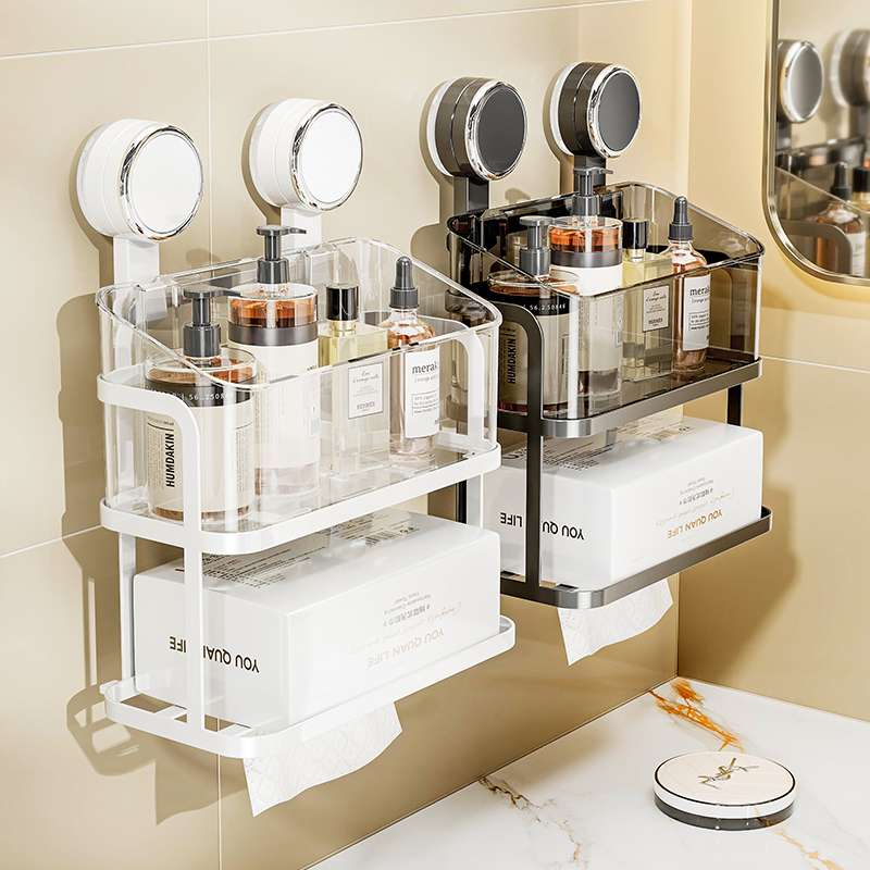 德国品质吸盘卫生间置物架壁挂式免打孔浴室洗漱台化妆品收纳架