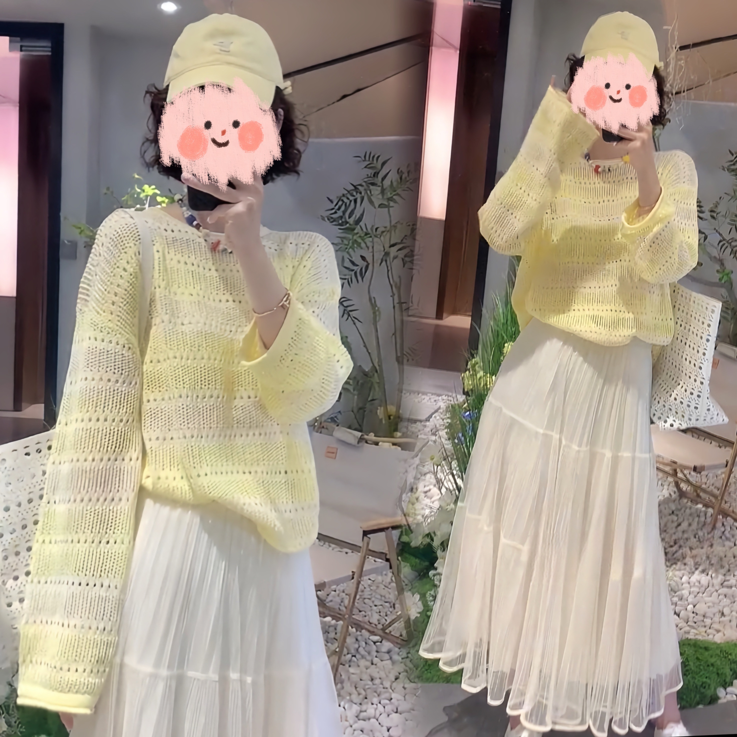 春夏新款小众镂空气质针织衫宽松上衣搭配百搭修身半身裙女0315