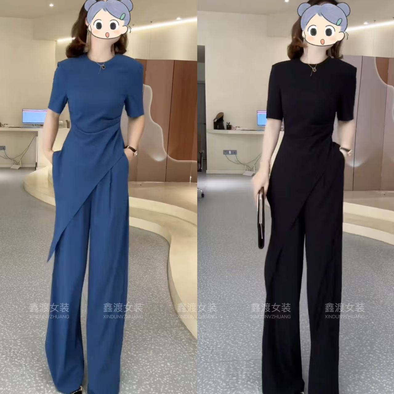 2025夏季新款时尚显瘦气质女士网红洋气两件套百搭款D9408