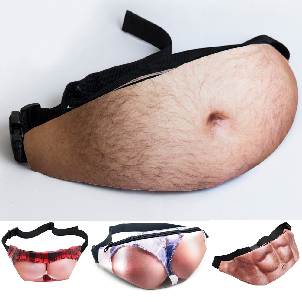 创意搞怪大肚腩腰包防骚扰仿真啤酒肚腰包肚子皮腰包男士腰包防水