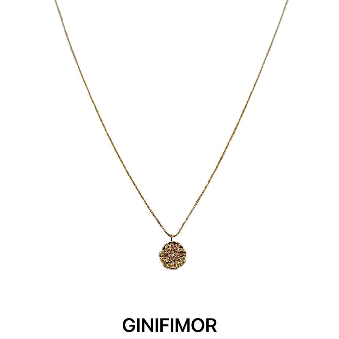 GINIFIMOR 铜合金项链 a736 复古金币六芒星项链女百搭气质锁骨链