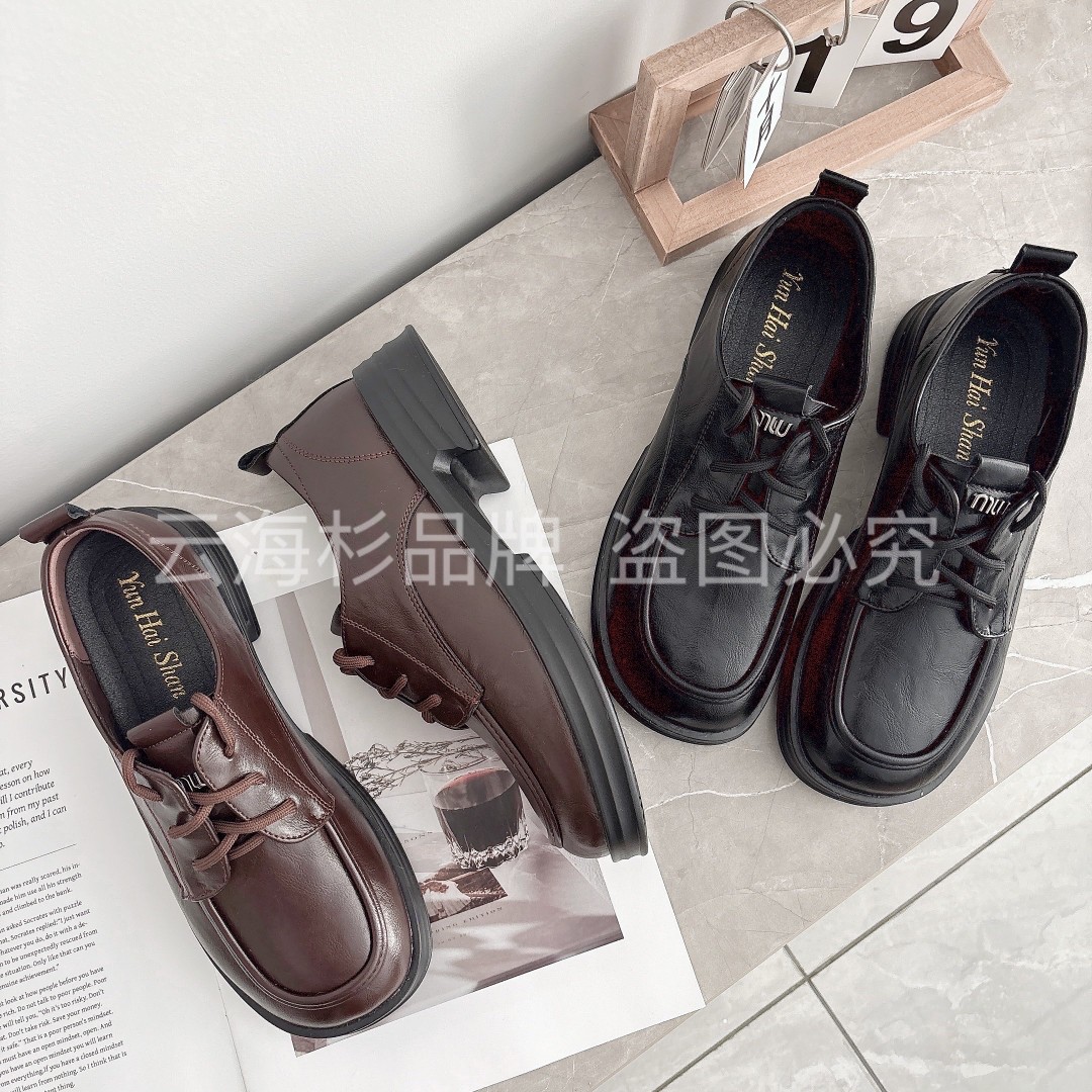 2025年新款乐福鞋英伦风薄款复古百搭系带休闲时尚春季显脚小