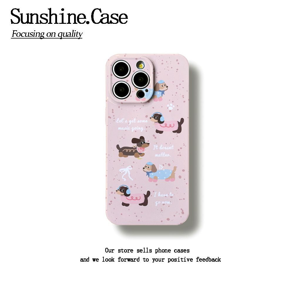 粉色腊肠狗菲林软壳适用苹果oppo华为vivo小米荣耀创意手机壳防摔