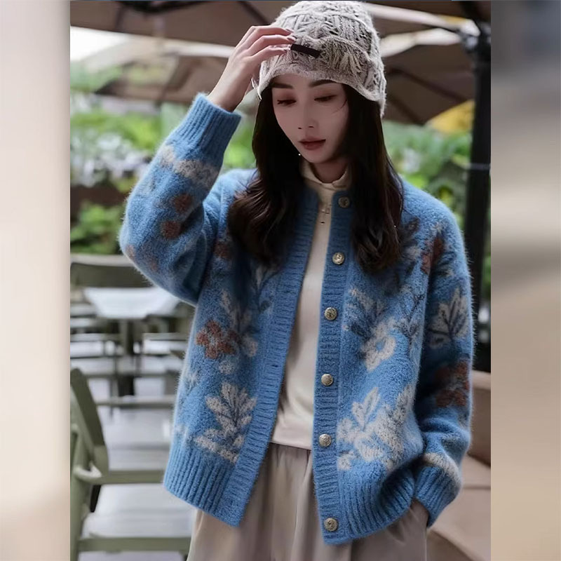 独特高端新中式国风开衫毛衣外套女2025秋季新款慵懒宽松针织上衣