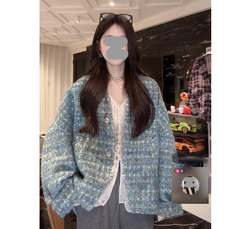 【香阀世家】时髦保暖香香外套女2025年秋冬季新款时尚撞色开衫外套