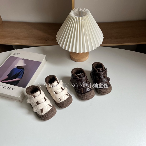 宝宝软底棉鞋冬季加绒男女童小童高帮板鞋婴儿学步鞋保暖鞋