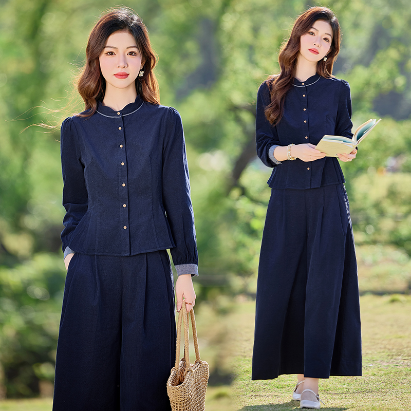 小香风时尚阔腿裤套装女2025年秋季新款高级感气质收腰时尚两件套