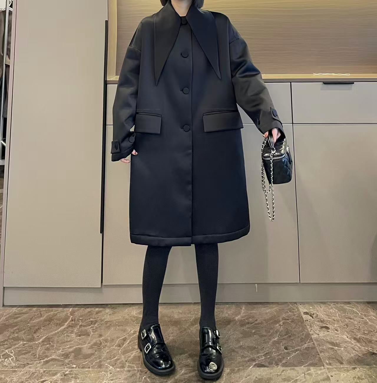 米可/MK-3145LJ【高级感醋酸夹棉长外套】时尚休闲冬季新款外套