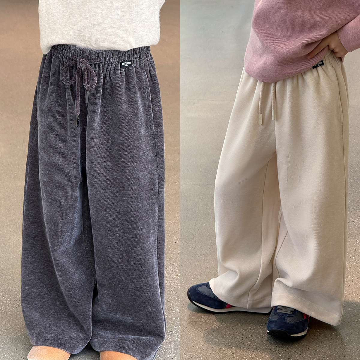 现货「麦麦秋」【自在感】棉花绒女童冬季休闲裤宽松运动直筒裤GD2089