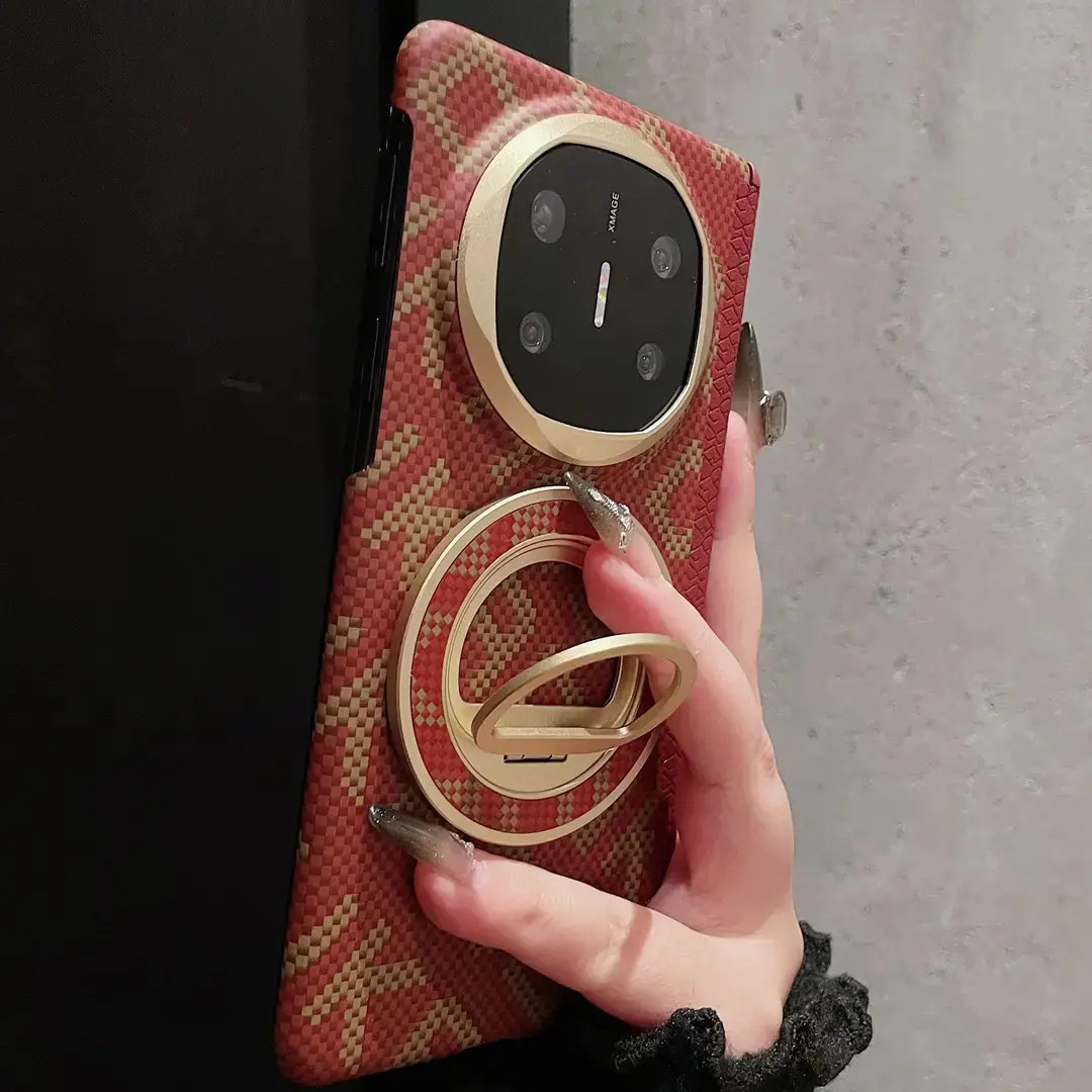 适用华为matex6凯夫拉纹手机壳中轴铰链套x6典藏matex5折叠屏磁吸