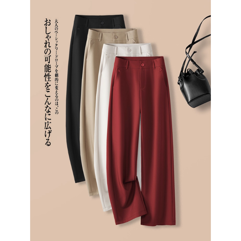 拉夏贝尔时尚阔腿裤女2025秋季新款高腰直筒裤女士休闲女裤西装裤