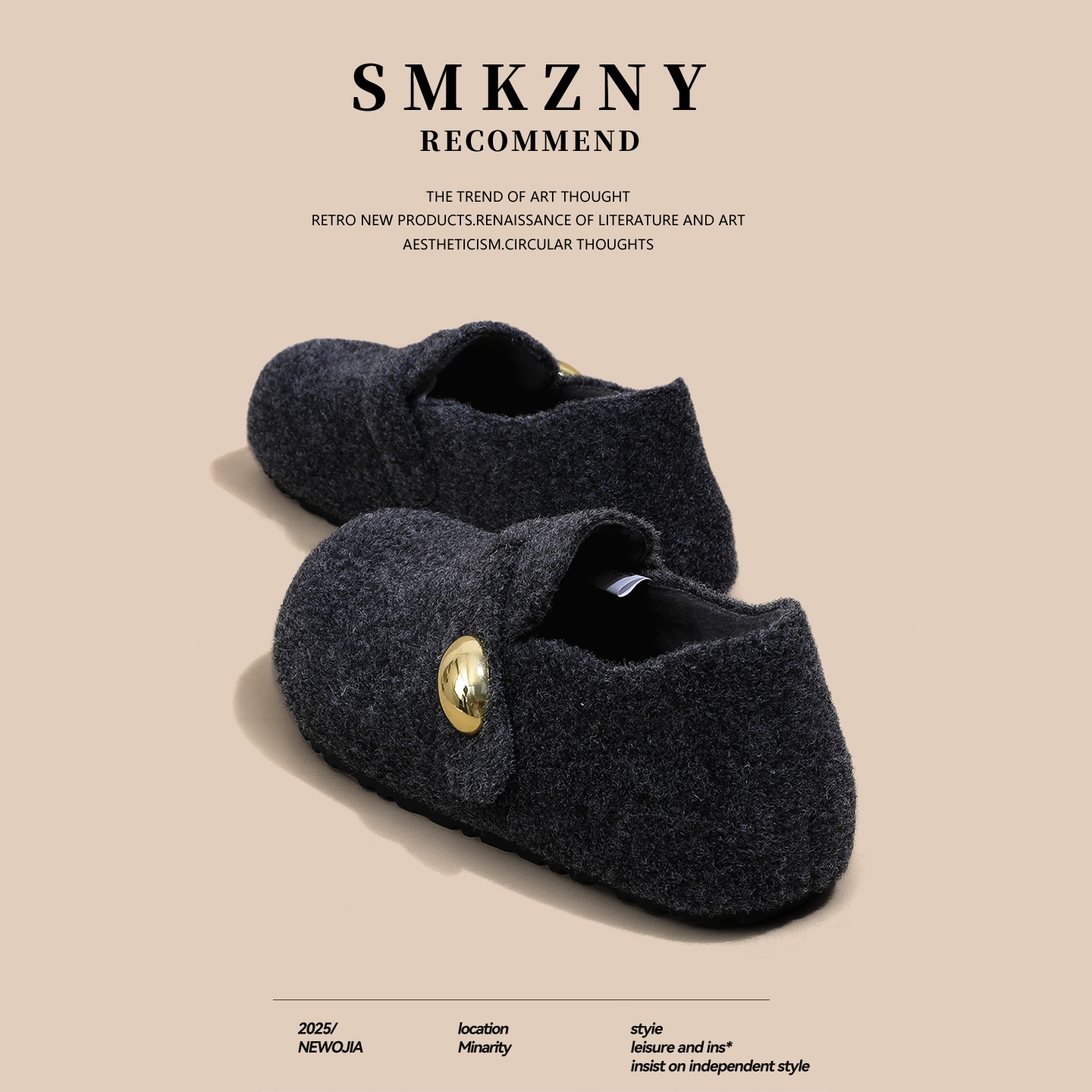 灰色加绒灰色豆豆鞋全包勃肯鞋保暖增高毛毛鞋2025新款秋冬棉鞋