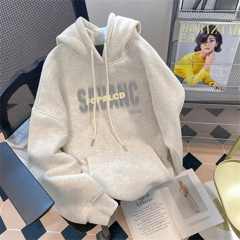 纯棉潮牌宽松款连帽卫衣男士重磅大码帅气秋冬季新款加绒外套上衣