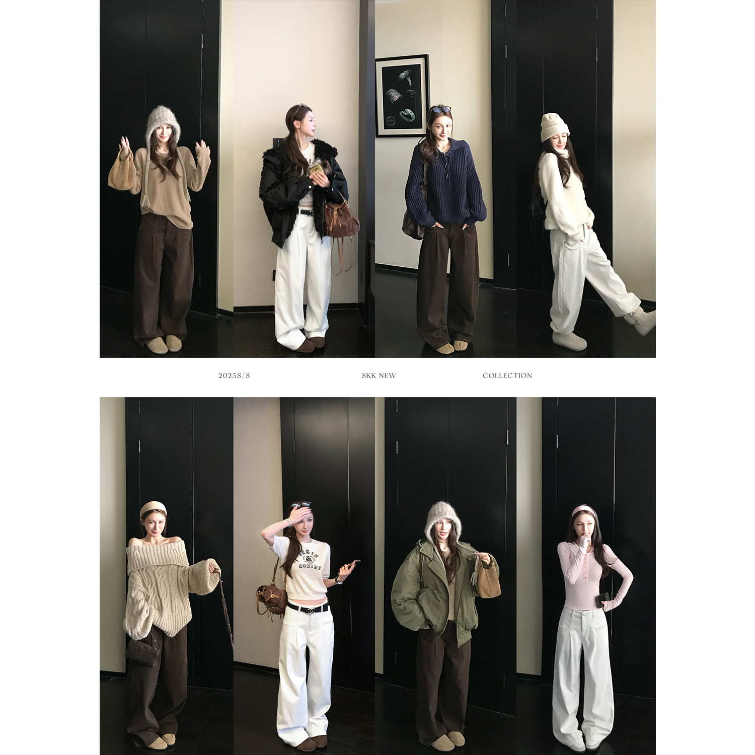 SKK'城市度假'温暖拉毛舒适神裤!颜色版型都爱住咖色/白色牛仔裤